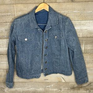 Paisley denim jean button up jacket